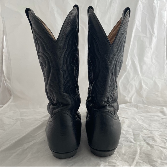 Boulet Black Leather Cowboy Boots Men’s Size 8.5 Style 7362505 Western Rodeo - Picture 4 of 9